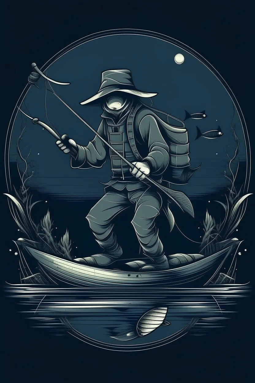 A ilustration gampad. fishing , t-shirt design, no black ground, vector, 4k