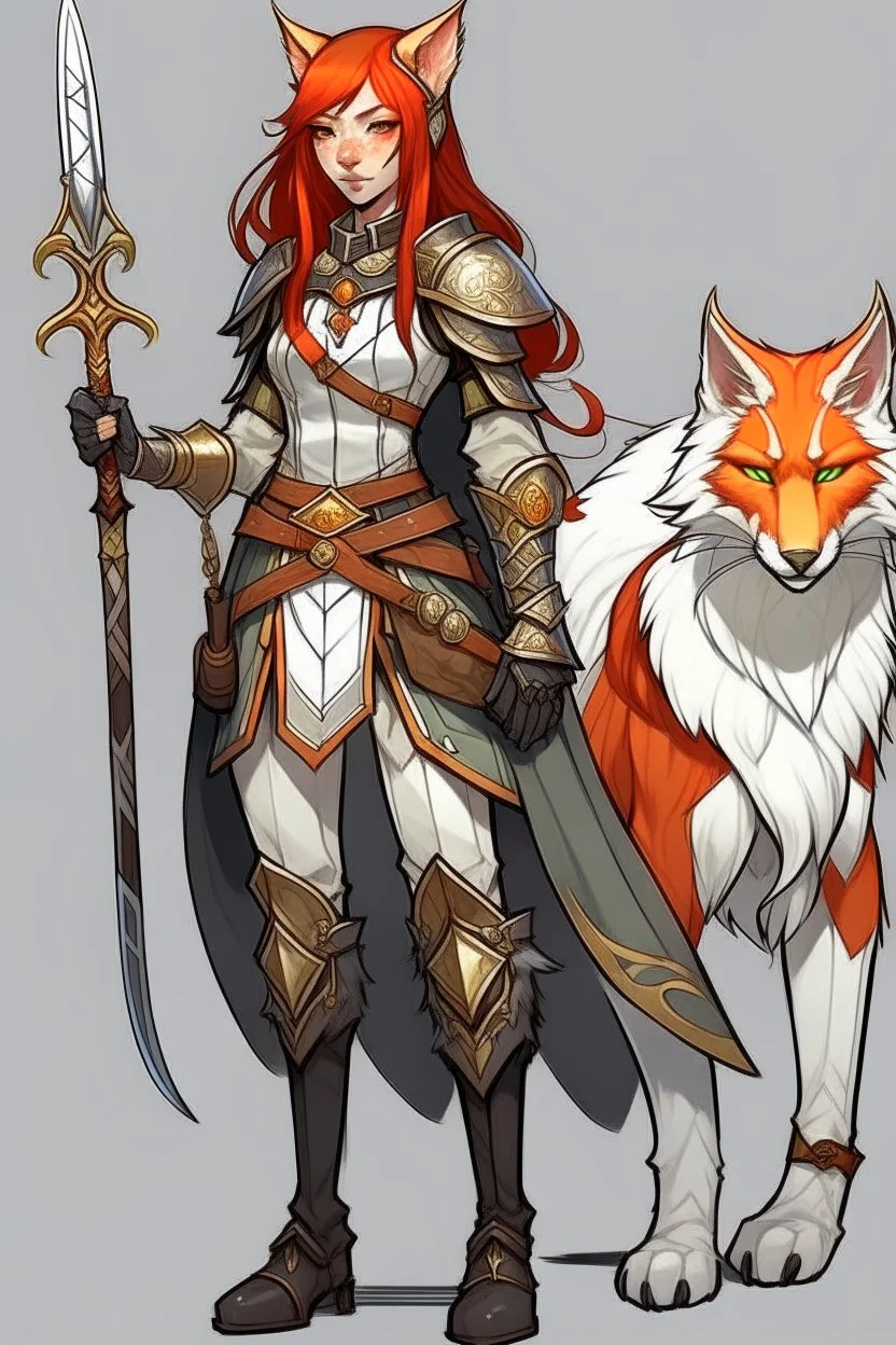 Teenaged Female Red haired kitsune paladin