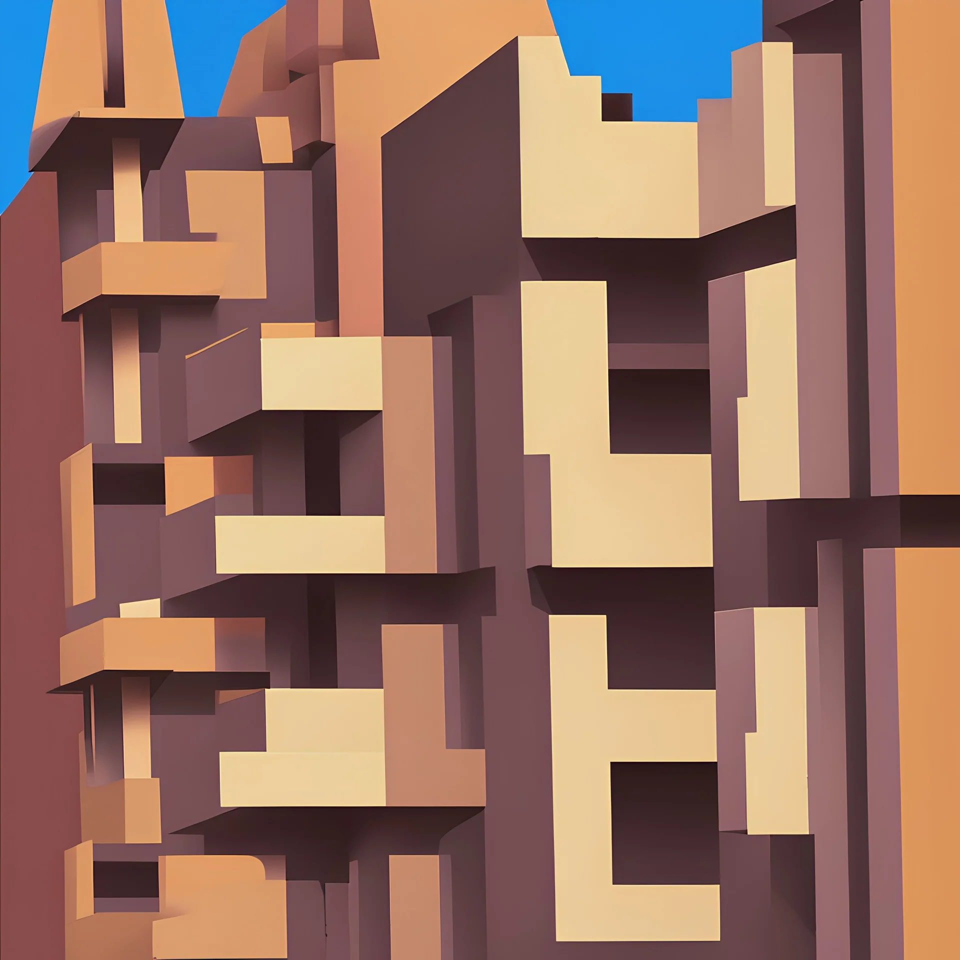 picasso style building cubism brown