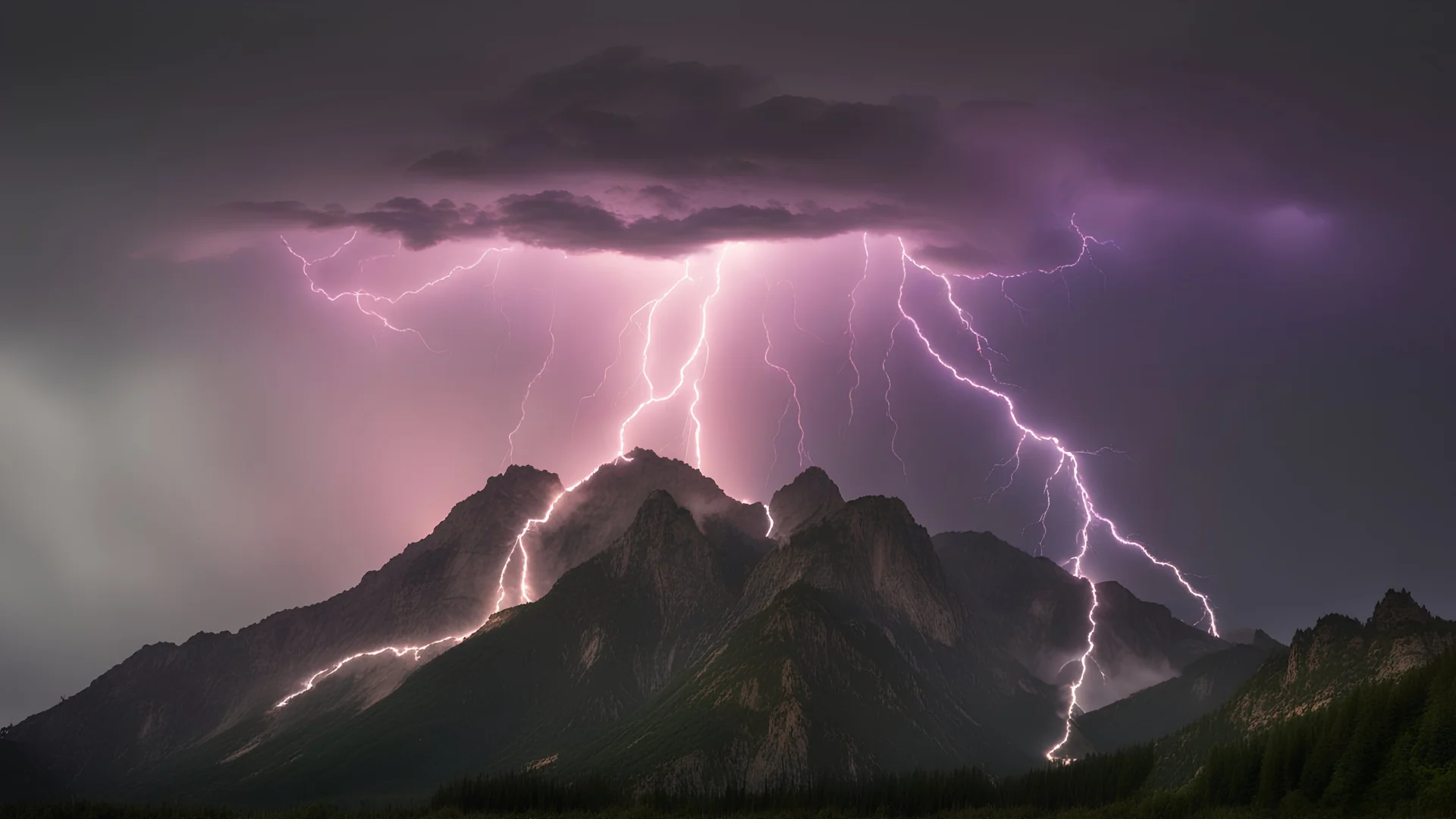 Epic electrical storm on the mountain. Multiple exposures are mixed.