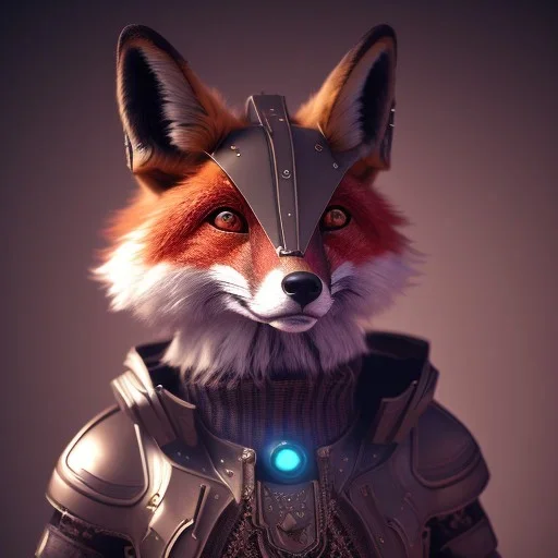 A steampunk Armor wearing Fox,cyberpunk, character design,ultra realistic,shiny, smooth, studio quality, octane render, Surrealism, Triadic colour scheme,ambient lighting polaroid, 100mm