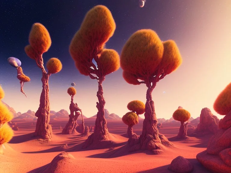 gold and red crystal cosmic and galactic ambiance hill sky rocks sunny trees pools mars desert, full of details, smooth, bright sunshine，soft light atmosphere, light effect，vaporwave colorful, concept art, smooth, extremely sharp detail, finely tuned detail, ultra high definition, 8 k, unreal engine 5, ultra sharp focus