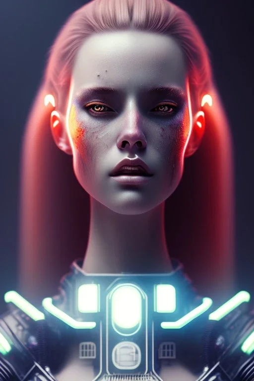 cyberpunk, head, women, portrat, silencing finger, highlights, rendering