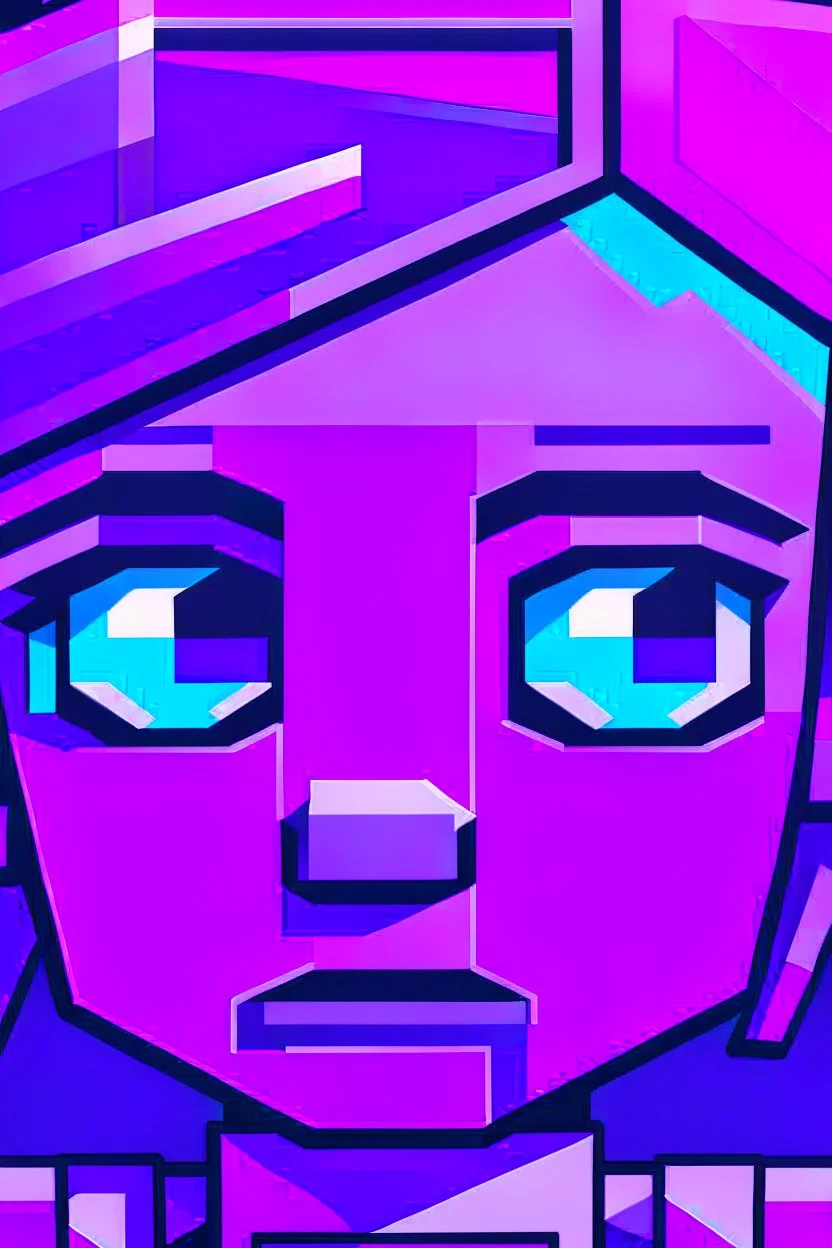 a close-up portrait of a purple Minecraft character, 2d d, large pixel style