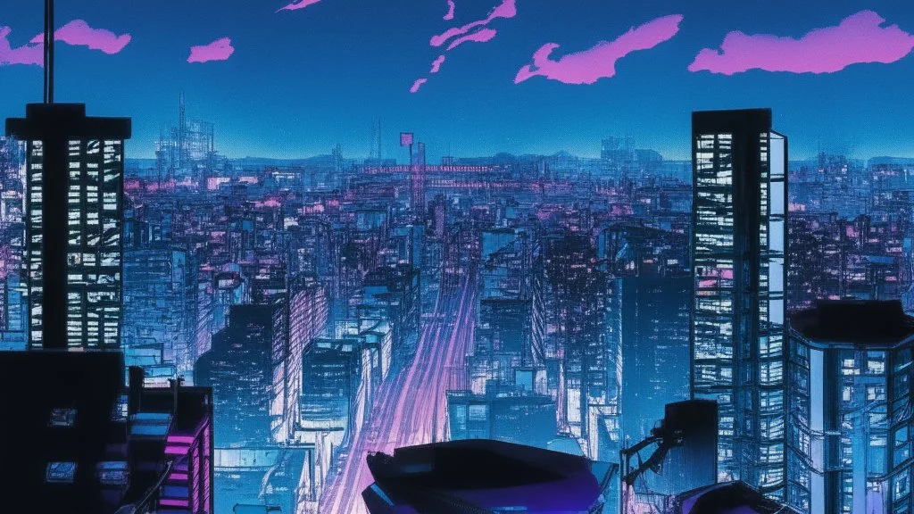 Clear Focus, High resolution, Cyberpunk skyline, comic style