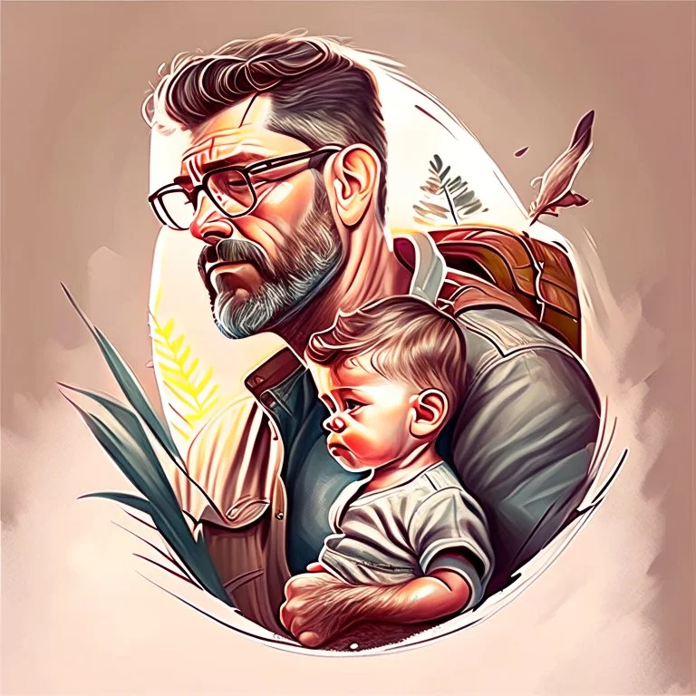 Fathersday illustration, real art, design, realistic, high quality