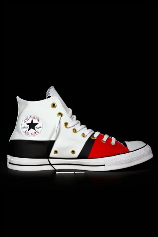 A converse sneaker, covered in Germany flag, black, red and gold colors