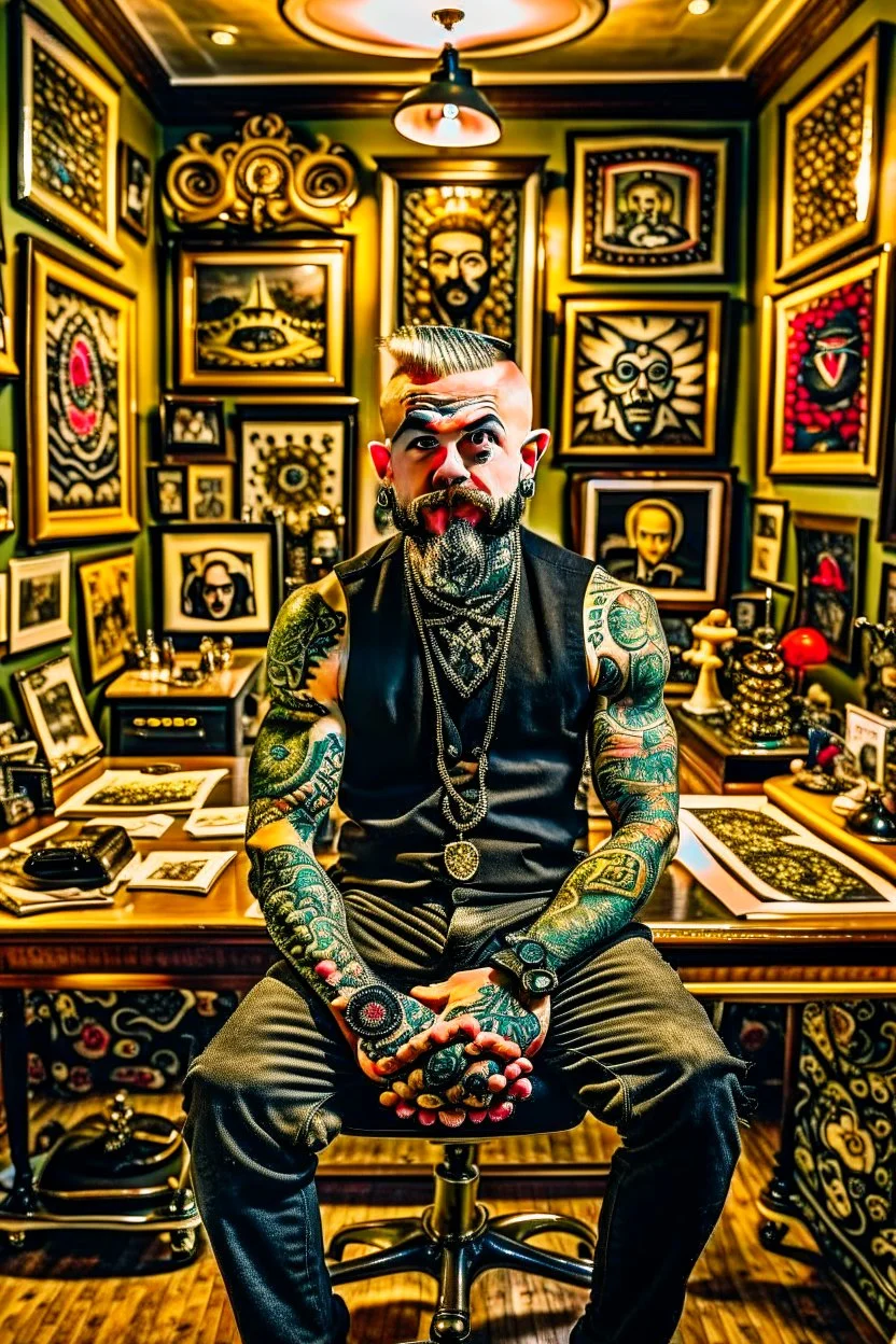 scary tattoist in high end parlor