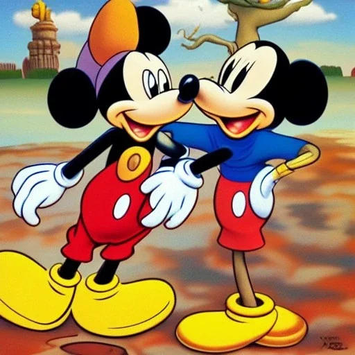 Mickey Mouse and Donald Duck by Jim Woodring