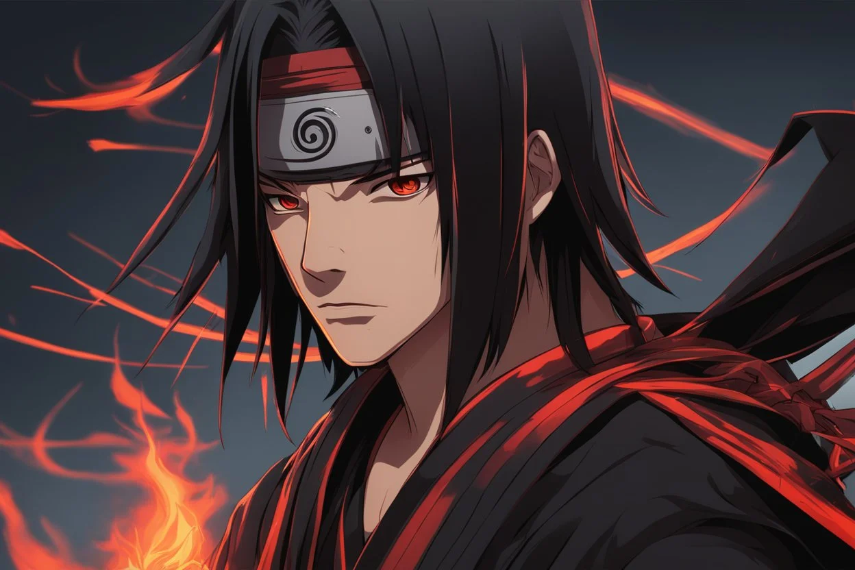 Itachi in anime concept sketch artstyle, neon effect, war, very close picture, fire, apocalypse, intricate details, highly detailed, high details, detailed portrait, masterpiece,ultra detailed, ultra quality