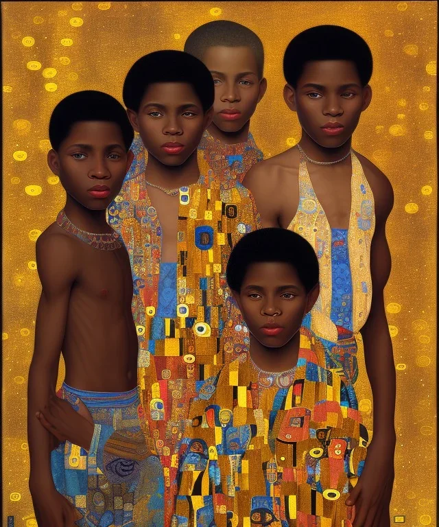 wealthy African American young brothers of four by Gustav Klimt