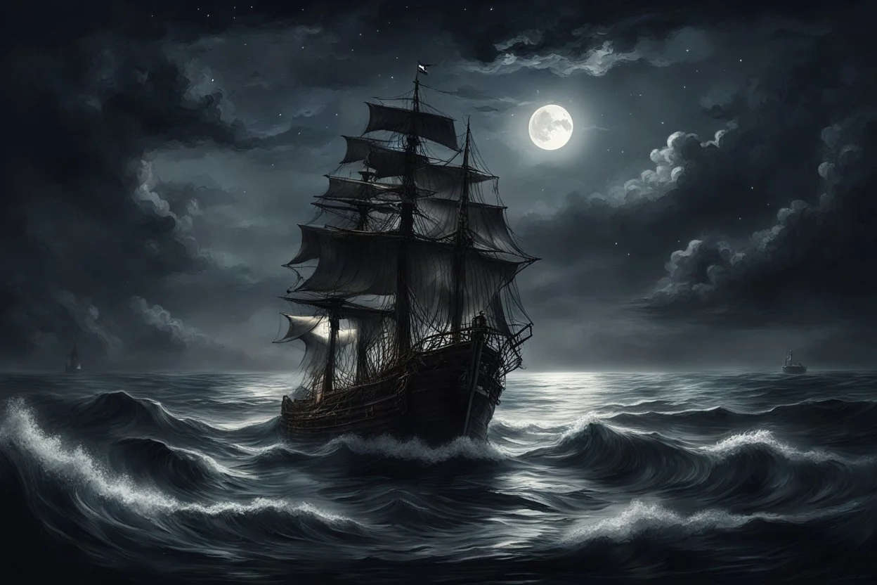 It got dark. Stars appeared in the dark sky, and bright moonlight shone on the vast expanse of water. The prisoner looked at this disturbing and at the same time soothing landscape and listened to the waves crashing against the side of the ship. The captain of the pirate ship was at the helm. The pirate took out a flask of rum and took a sip from it. My throat burned. The captain roused himself and looked back at the mast in the hope of meeting the gaze of the captured captain. Indeed, their gaz