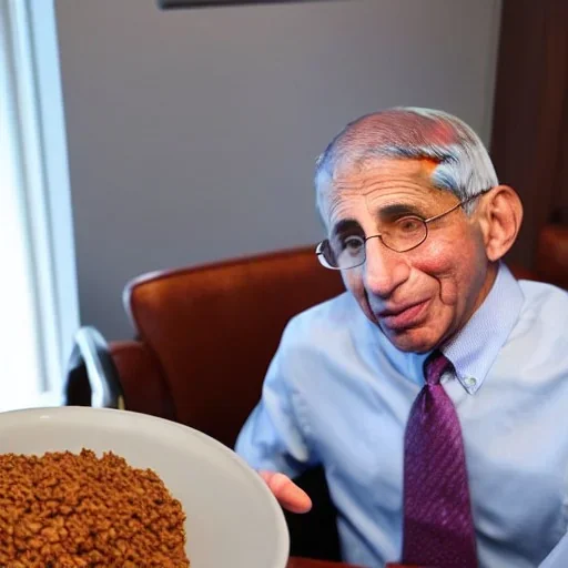 dr. Anthony fauci eating a bowl of covid Spike protein