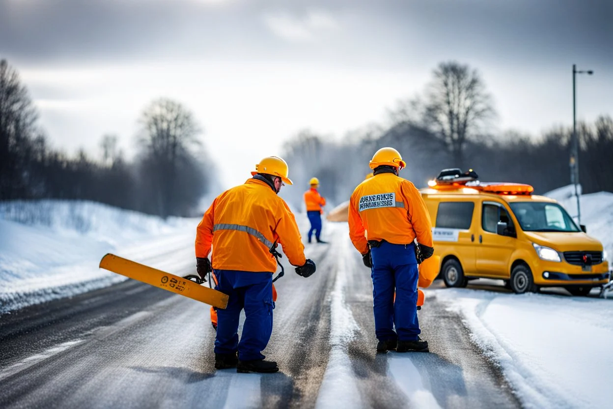 Road workers, rescue angels of winter roads