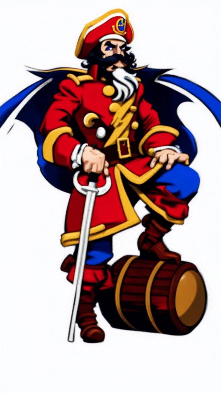 Captain Crunch standing in a captain morgan pose