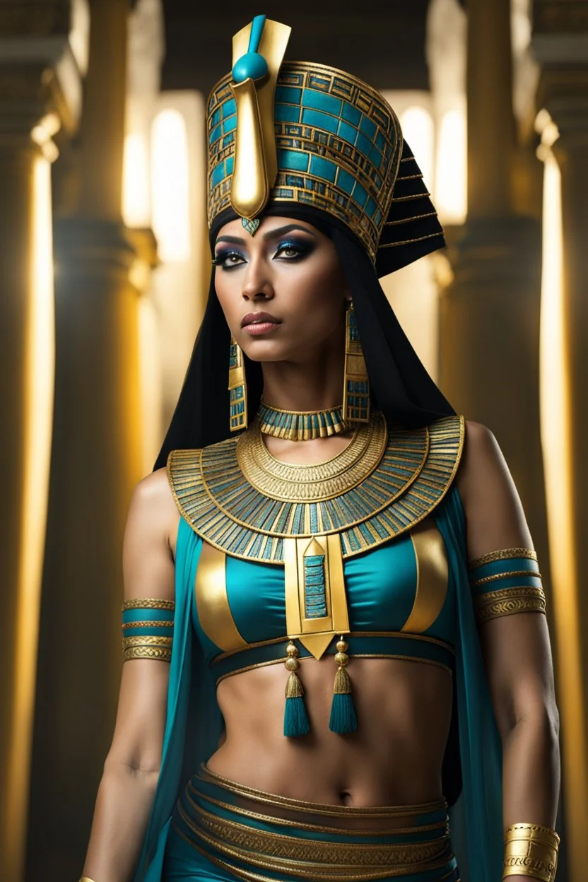 full body Cleopatra, pharaoh makeup, full body shot, written by Orcinus Orca, Ultra detail face in anceiant egipth palace