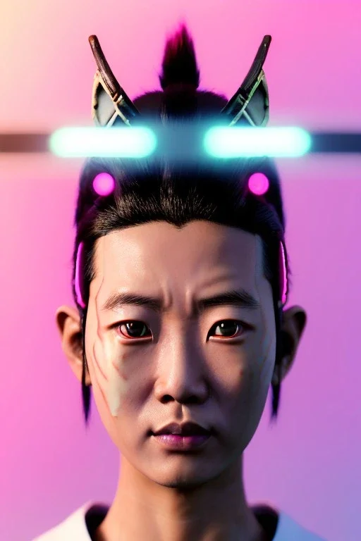 portrait, Asian cyborg woman, samurai warrior :: symmetry photography, cyberpunk style, cyborg eyes, pink hair, wires conveying, perfect eyes, samurai helmet, tiger mask, black samurai army, katana, japanese traditional ornaments, pink, white, black, glow eyes, cinematic, Ultra realistic, dark scene, soft color, highly detailed, unreal engine 5, RTX, ultra detail, 3d, finely drawn, high definition.