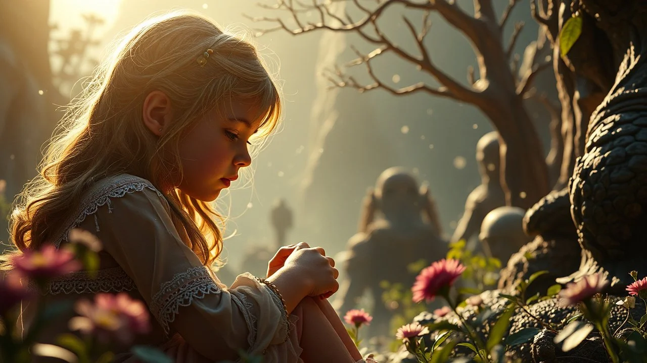 Beautiful "Brave New World", (Aldous Huxley), children, devotion, love, companionship, exquisite composition, beauty, magic, fantasy, close foreground detail, beautiful intricate insanely detailed octane render, 16k artistic photography, photorealistic concept art, soft natural volumetric cinematic perfect light, chiaroscuro, award-winning photograph, masterpiece