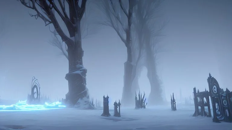 This area is a graveyard where creatures that have died from extreme cold. Each creature is encased in a thick coat of ice, preserving its remains.