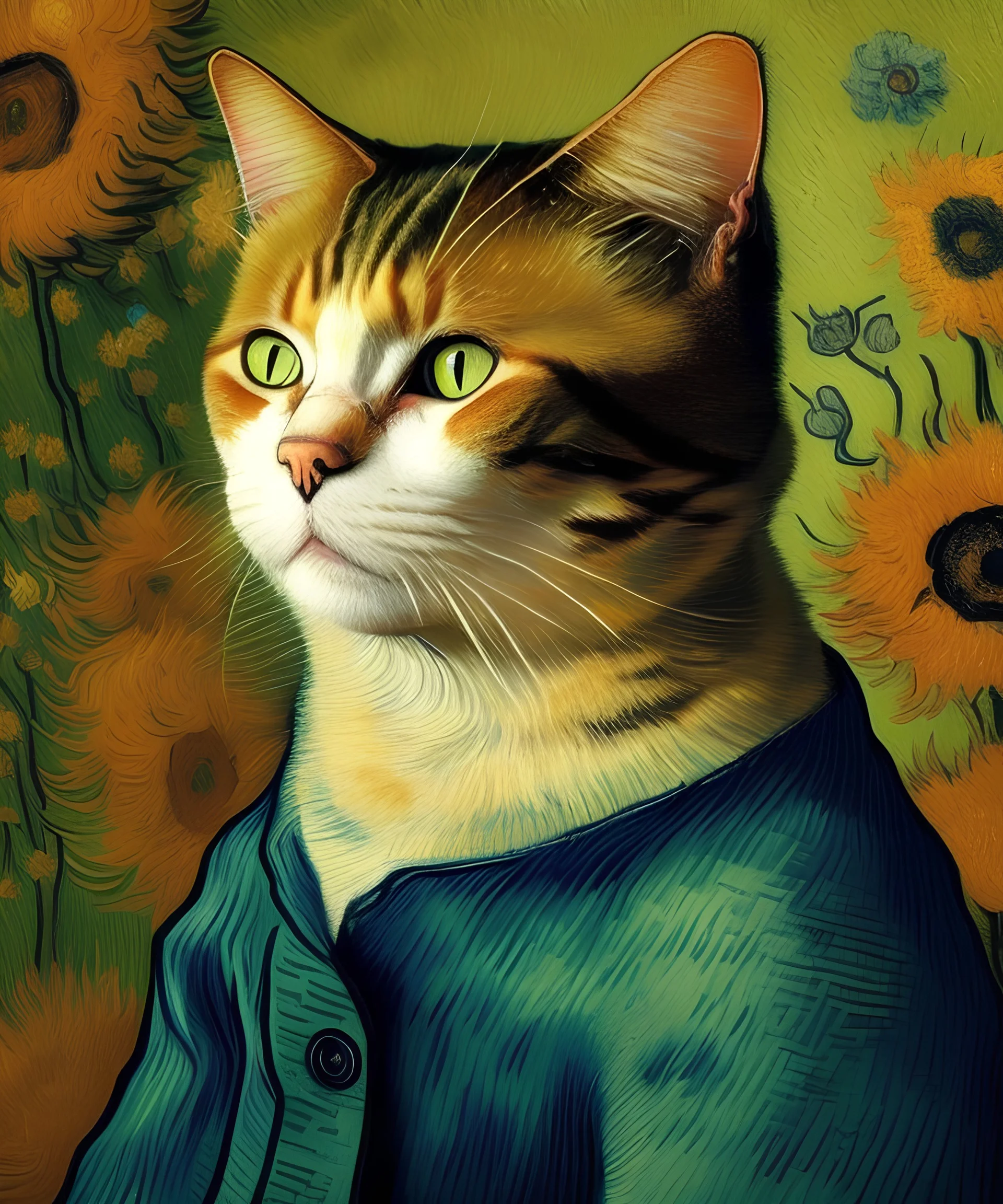 Portrait of a cat by Van Gogh