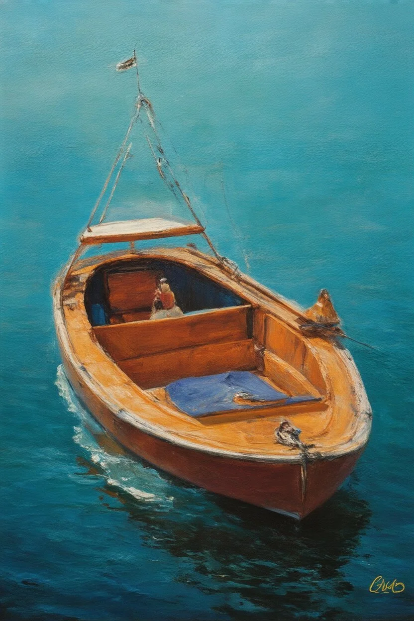 on a boat, in the style of Man Ray