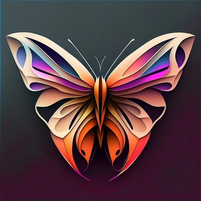 symetry!!, butterfly!!, logo, NFT, futuristic, colorful, curves, lines, shadow, simple