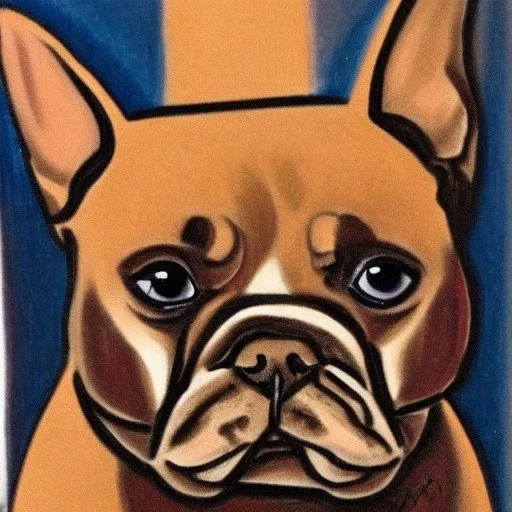 Portrait of a light brown french bulldog by picasso