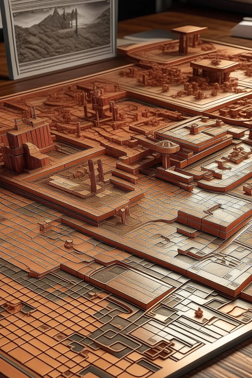 design a puzzle with 30 parts with a background of copper factory