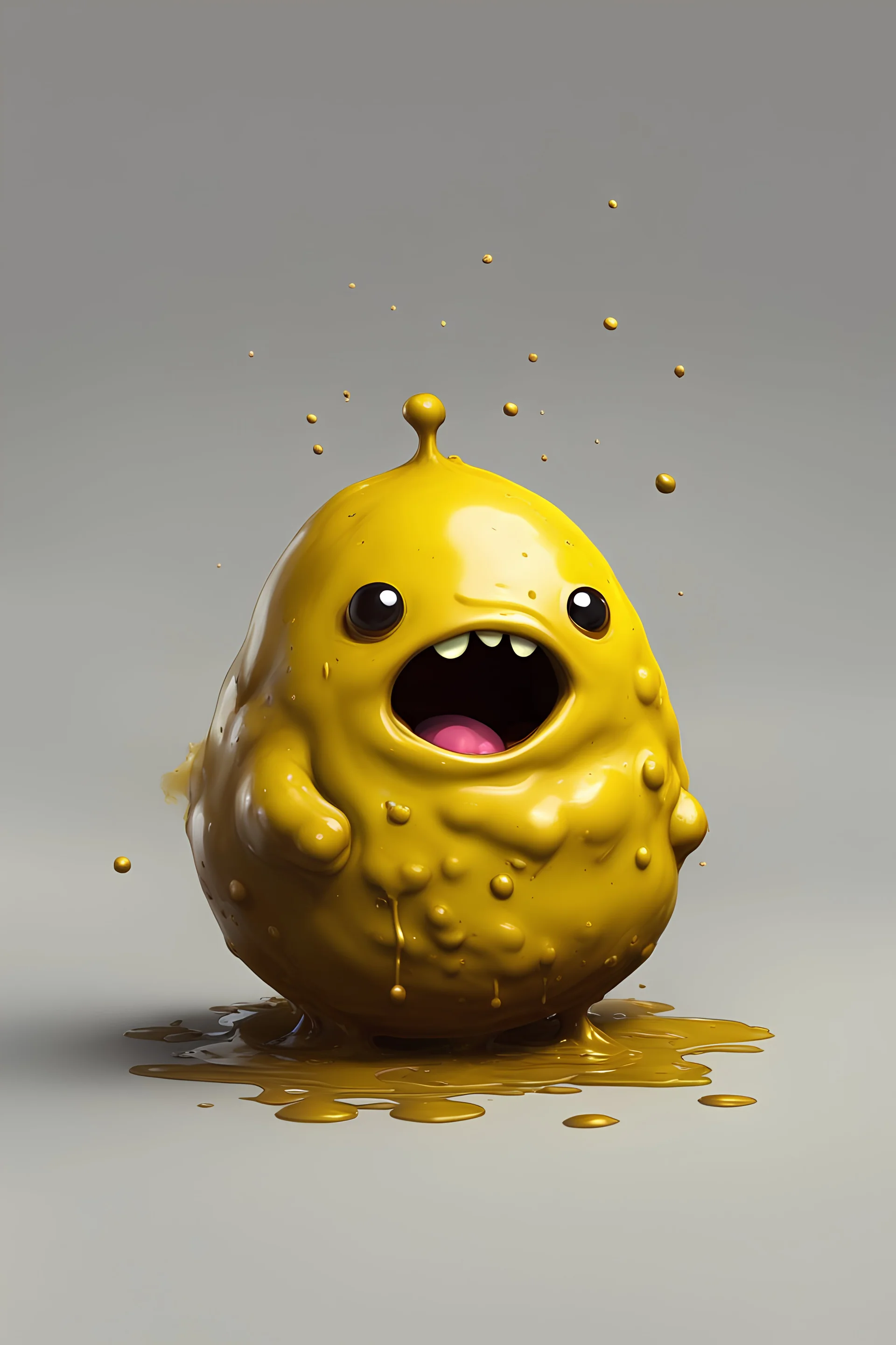 small, cute, ooze, familiar, dnd, ochre, smiling, blob.