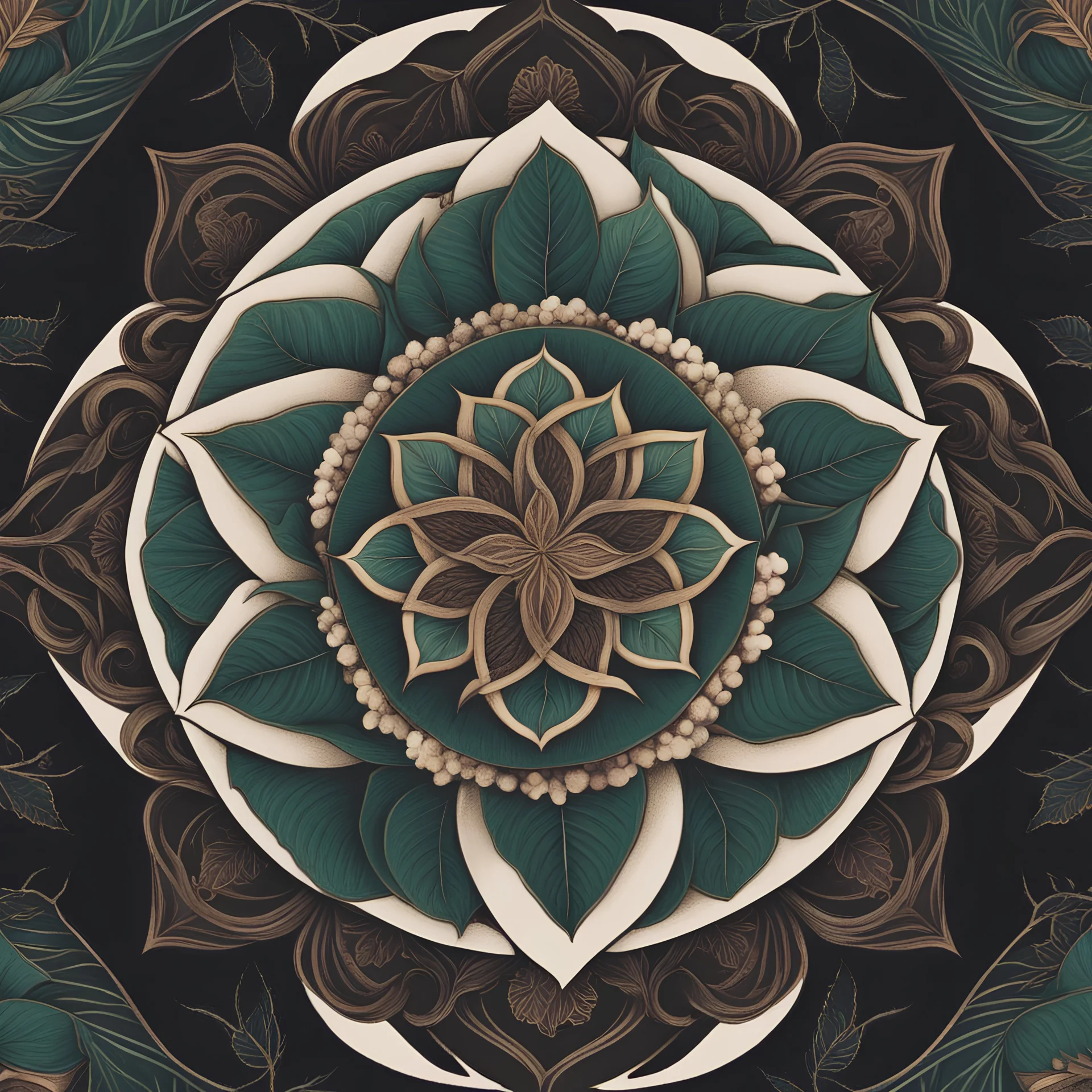 Aesthetic, Mesmeric, Gaslighted, Intuitive, Persuausive, Intriguing, Captivating Arts; Craftsmen; DIY influencer; Creative Entrepreneurship branding logos / initials / emblem art **Featured Design:** **Tea Leaf Mandala:** - A mandala formed with intricately designed tea leaves, representing unity and artistic precision. **Appearance:** Feel free to mix and match elements from different ideas to create a unique and compelling logo design for "ChayArt."