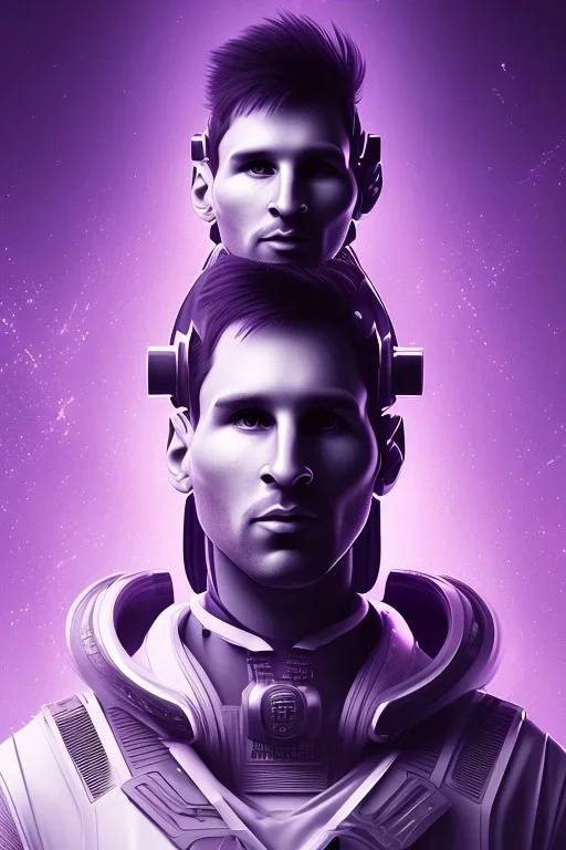 lionel messi cute cyberpunk, purple tones, high lighting