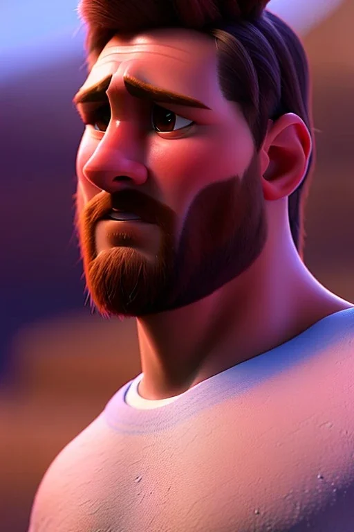 Realistic Messi Portrait, American shot view, Argentina player dress, 3d, frozen face style, photo studio, clean background, unreal engine 5, ray tracing, RTX, lumen lighting, ultra detail, volumetric lighting.