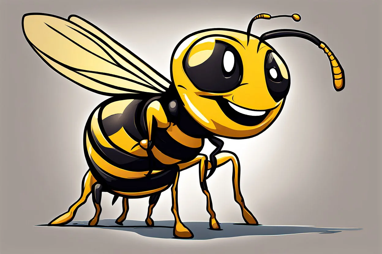 charicature of wasp with giant human teeth with a perfect smile