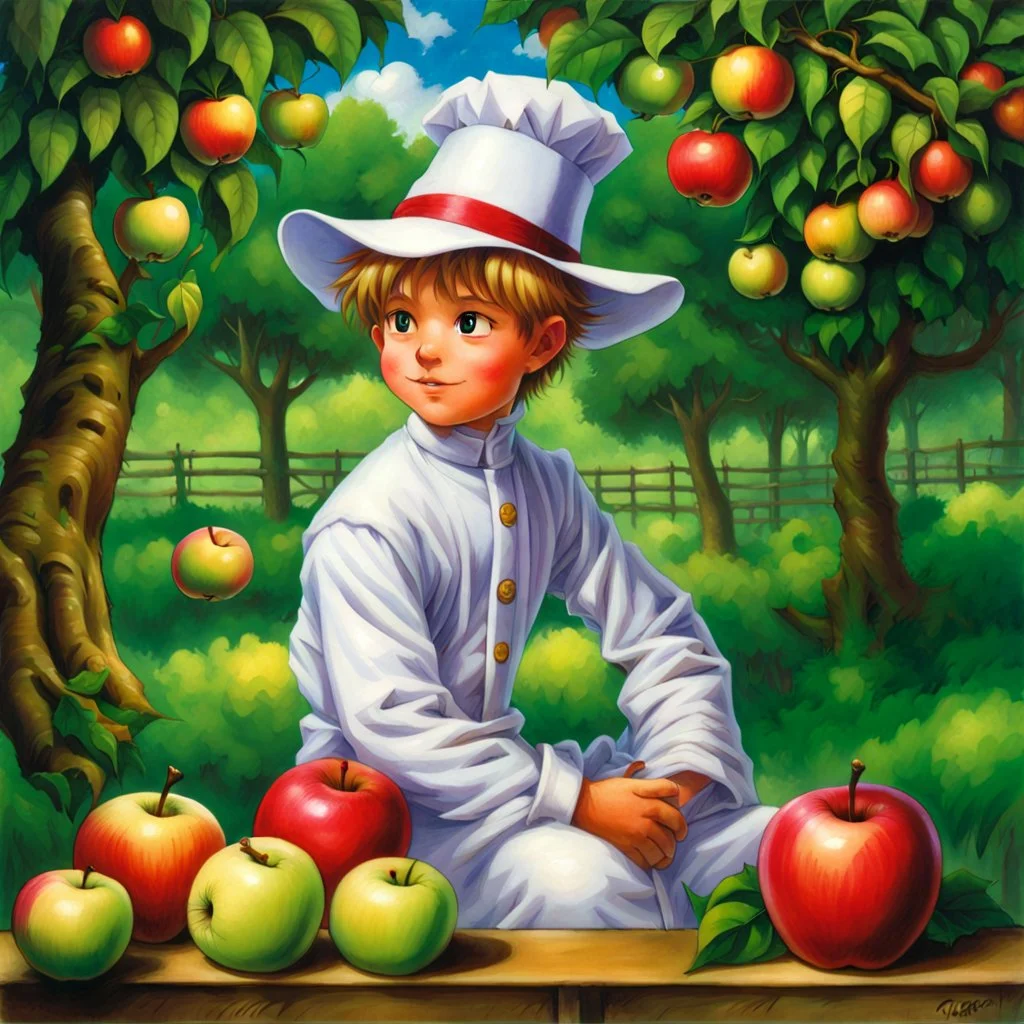 fantasy 90's tcg art of a white apple