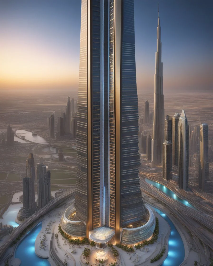 Edificio Burj Khalifa, calidad ultra, hiperdetallado, 8k, colores complementarios, cuerpo completo, 3D, arte digital