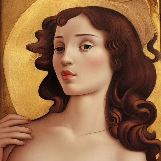 portrait of a beautiful brunette busty woman Sandro Botticelli style