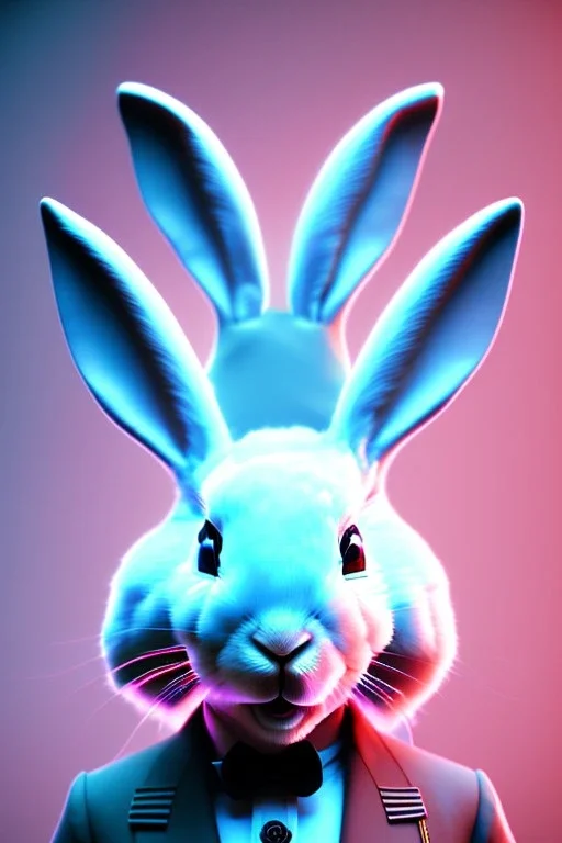 Sweet Rabbit mask, suit, photo studio, black background, unreal engine 5, concept art, ray tracing, lumen lighting, ultra detail, volumetric lighting, 3d.