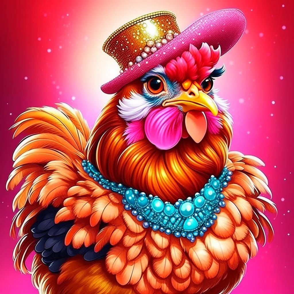 ✨ Check out this fabulous chicken! Isn’t she a showstopper? With her stylish outfit and glamorous look, she’s proving that chickens can be just as chic as anyone else!