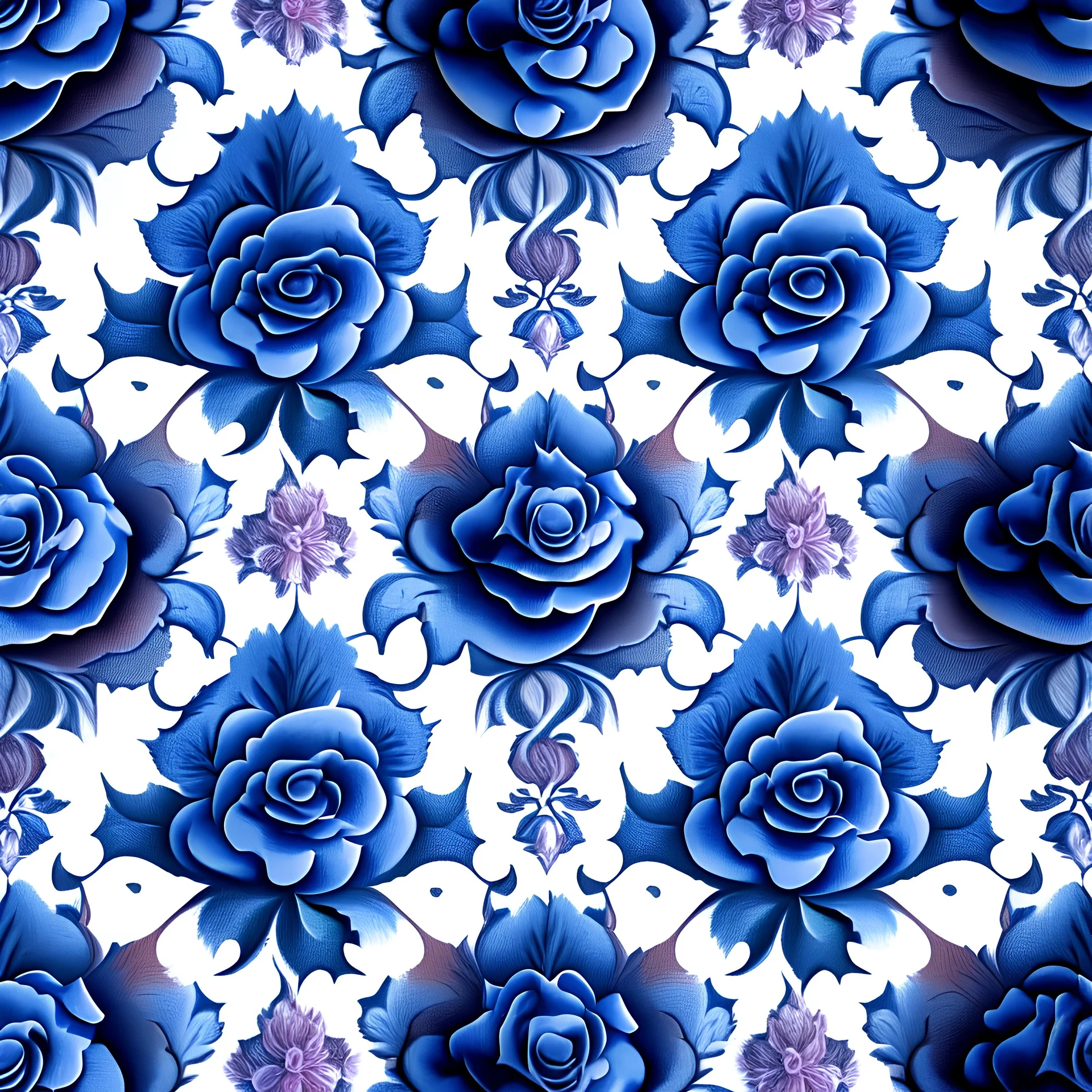 blue and gold rose floral pattern design --tile