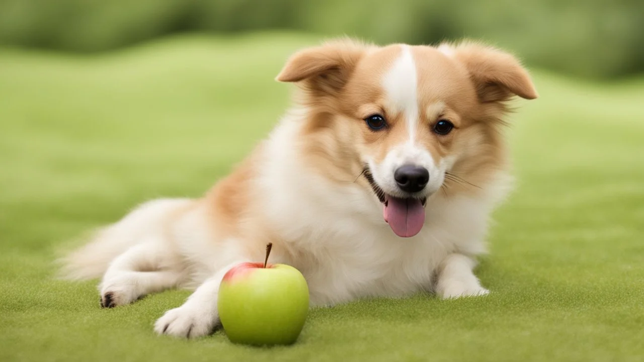 cute dog with apple