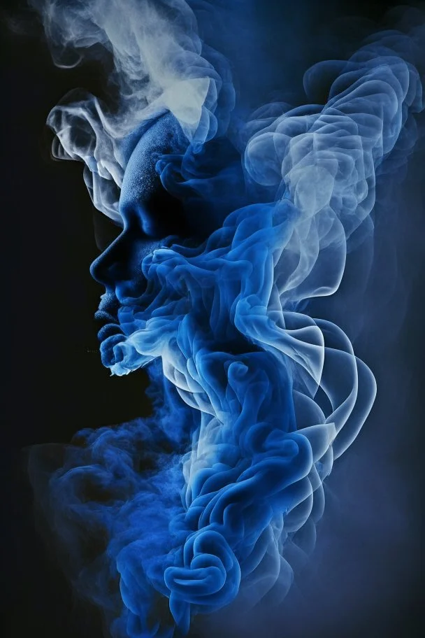 blue smoke in a shape of a smoke person smoke smoke cloud