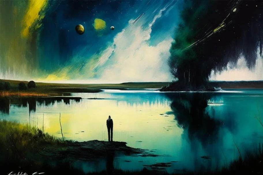 epic, cosmos, persons, big epic lake, planet, vegetation, movie poster hd, lesser ury and otto pippel painting