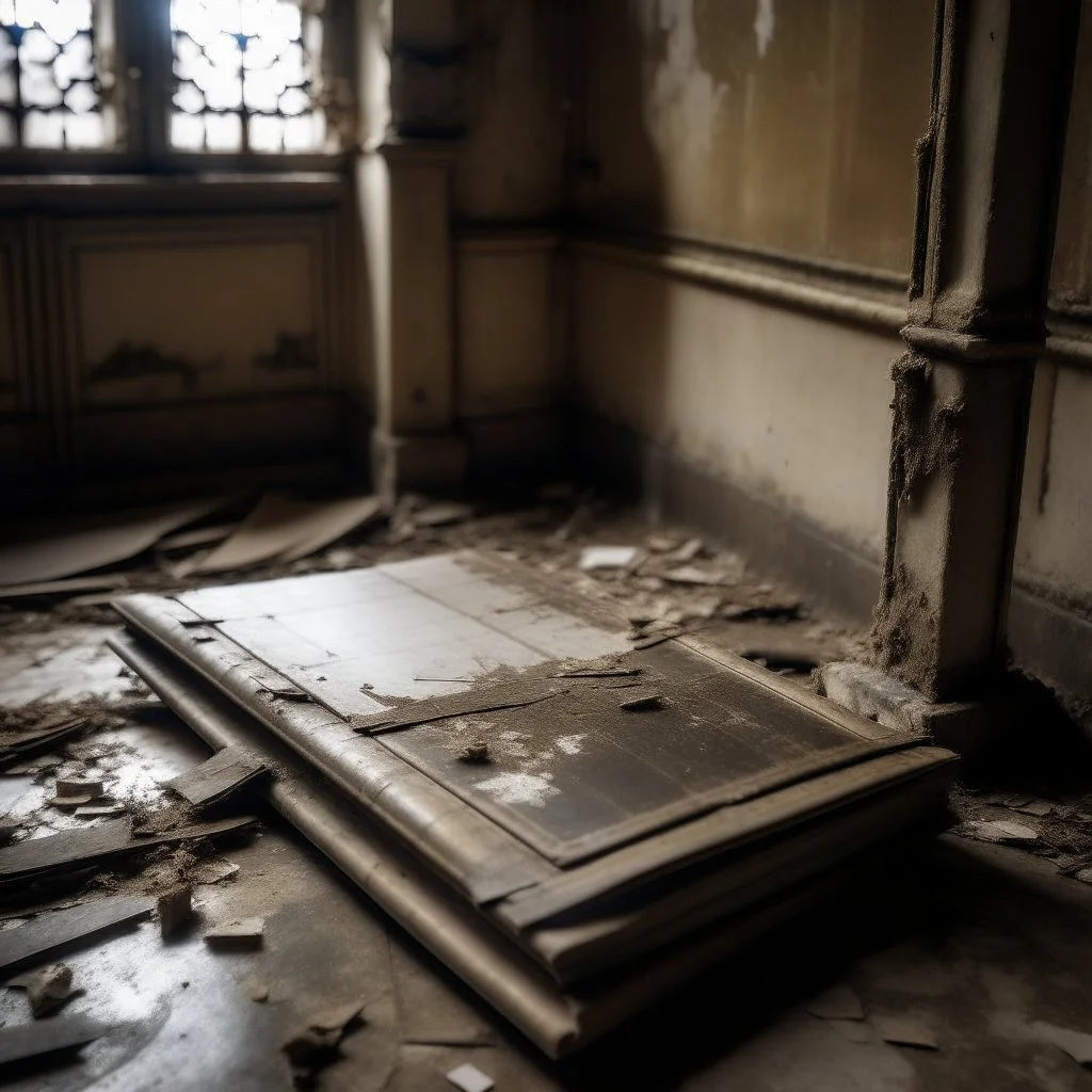 una libreta en un castillo abandonado