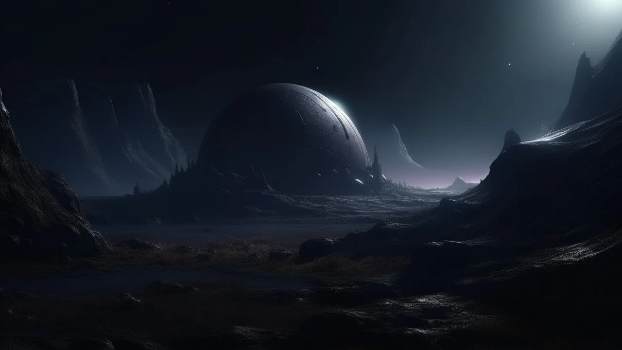 sci fi planet, dark, mysterious, tundra, hyperrealistic, 4k