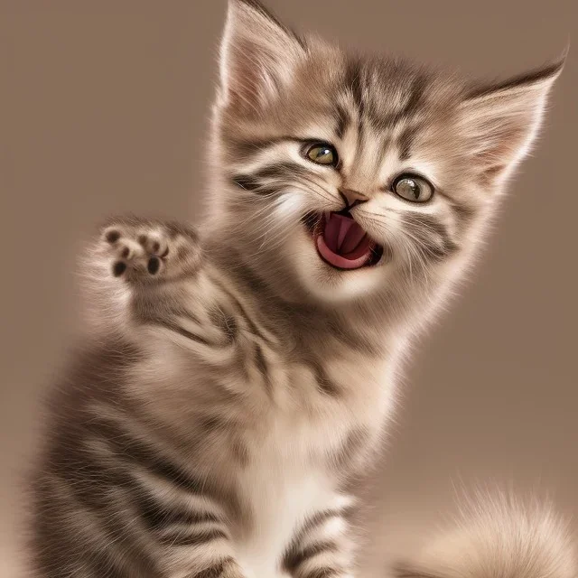 Small kitten yawning, super soft hairs