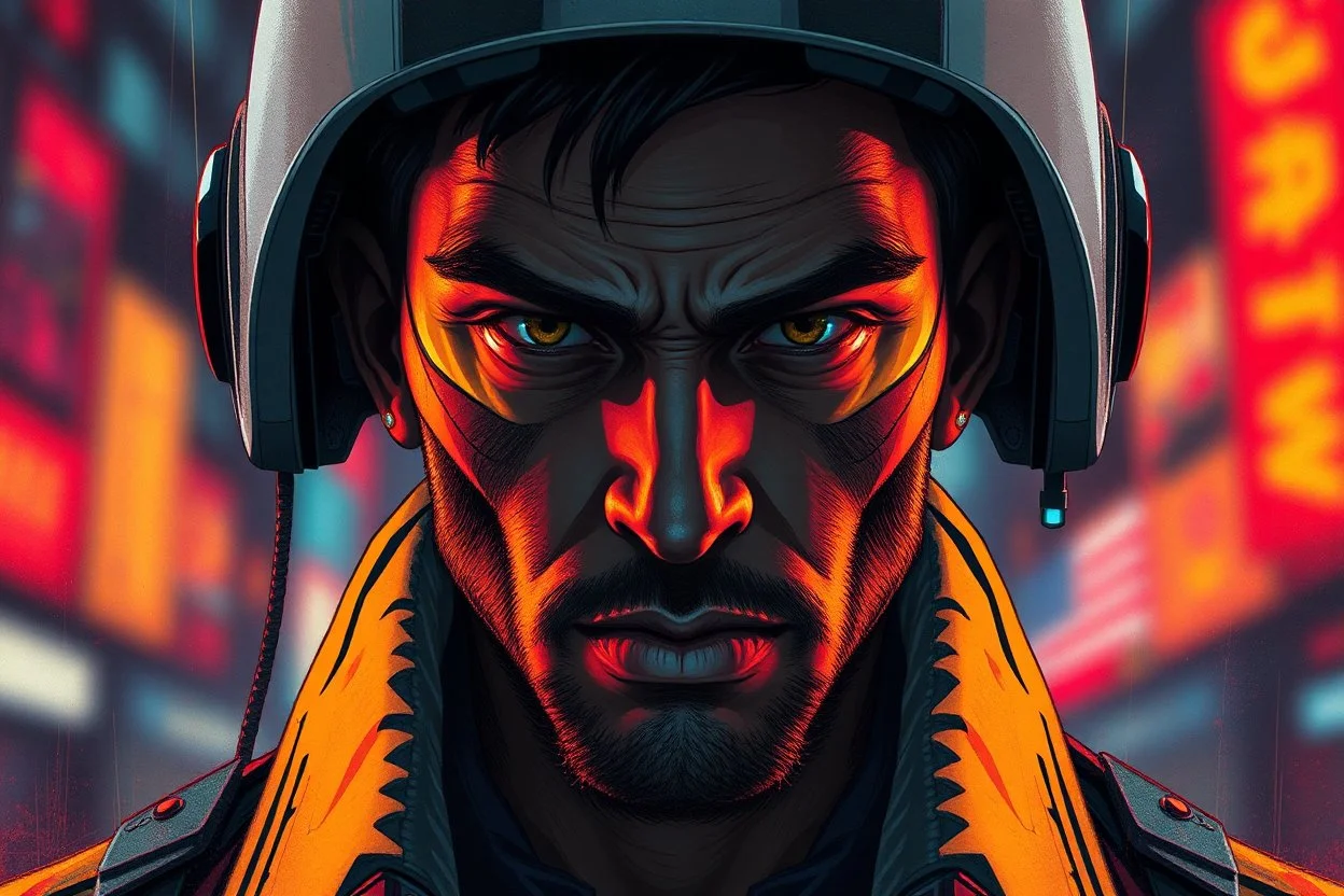 cyberpunk hero portrait man