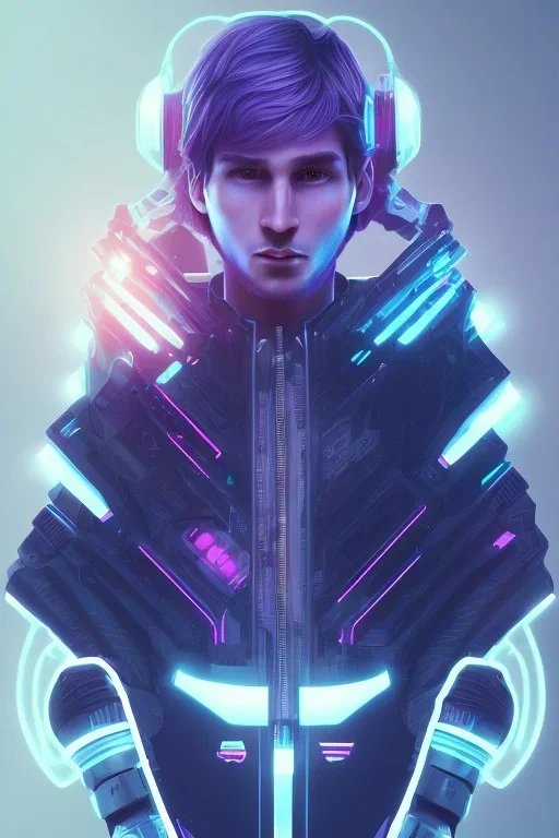 messi cute cyberpunk, purple tones, high lighting