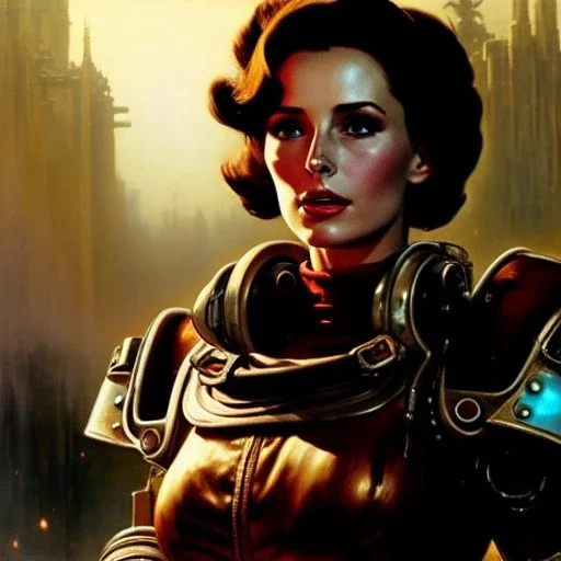 Drawing of beautiful face,'beautiful,Busty Cait(Fallout4)',intense stare, ancient skintight armor, balanciaga fashion clothe painting by gaston bussiere, greg rutkowski, yoji shinkawa, yoshitaka amano, tsutomu nihei, donato giancola, tim hildebrandt, Oil on canvas, cinematic composition, extreme detail,fit full head inside picture,16k