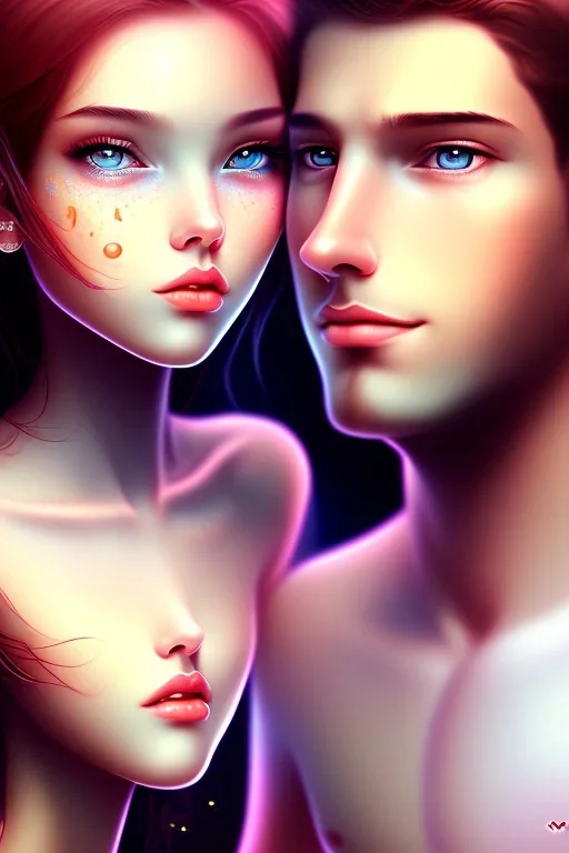 girl and boy, cute, beautiful, close up