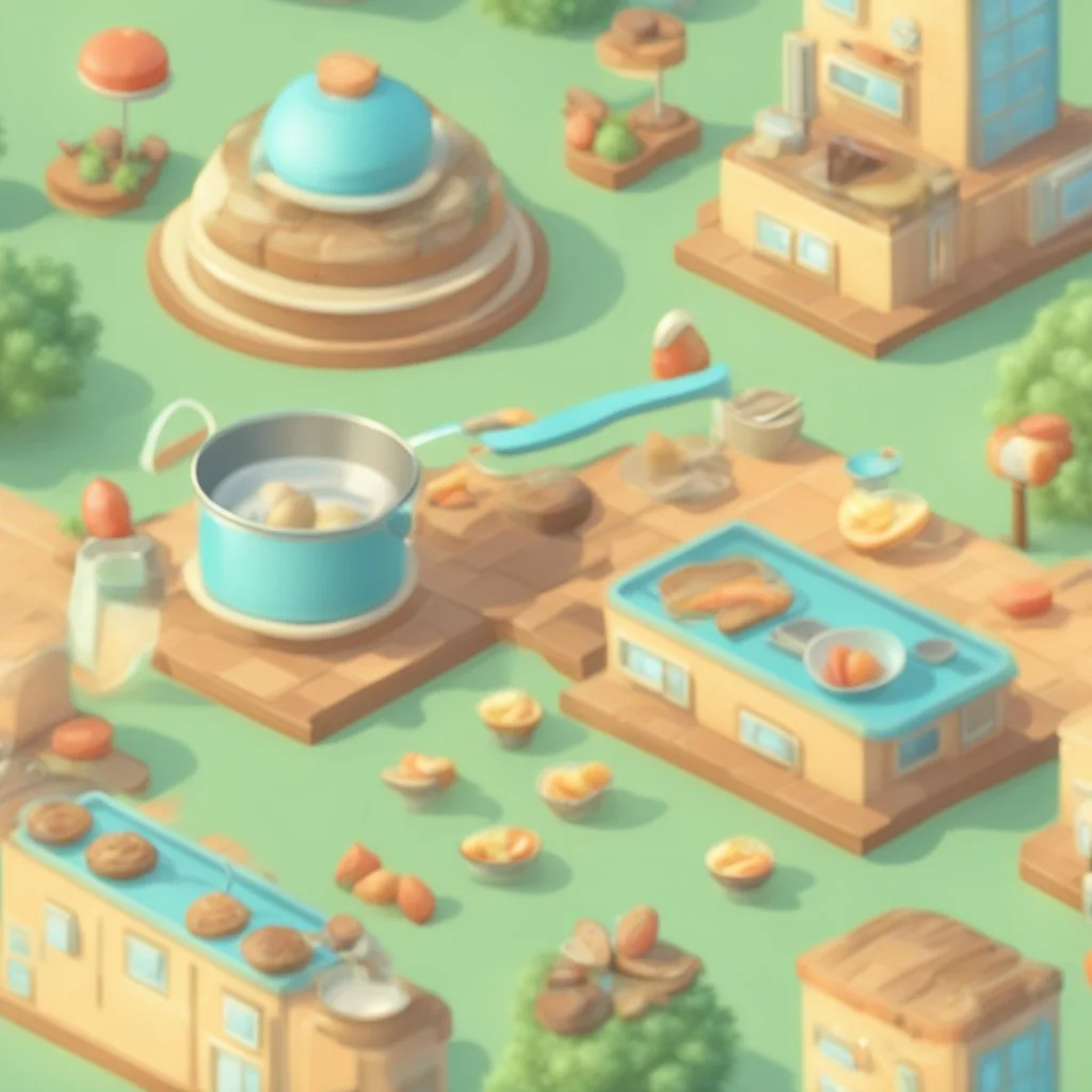 cooking city illustration 3d style. HD